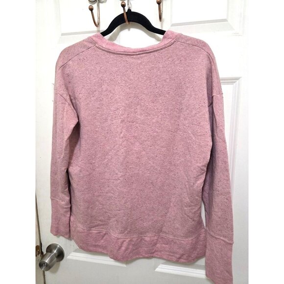 Athleta Pink Speckled Long Sleeve Sweatshirt With Side Slits & Thumb Holes Women - Picture 4 of 8